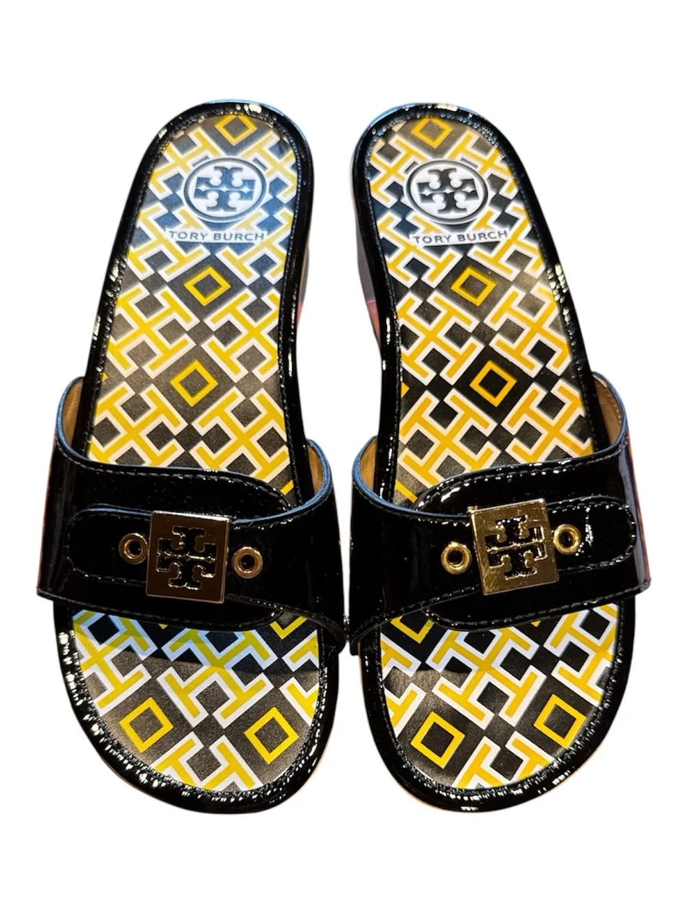 ⭐️NIB⭐️Tory Burch Dixon Black Patent Slide Sandals